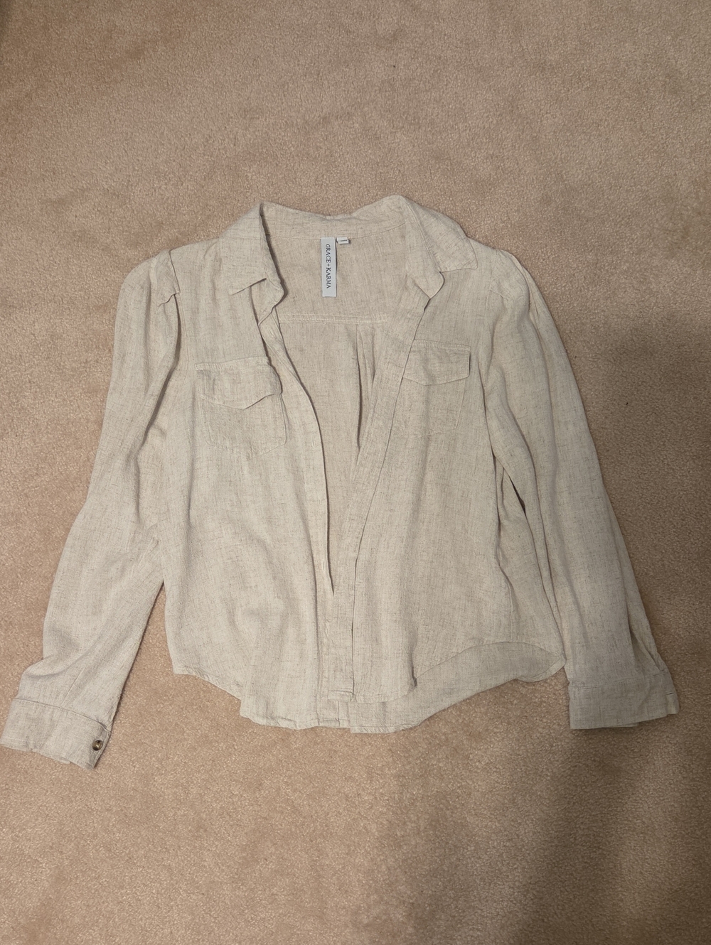 Neutral Beige Button-Front Shirt